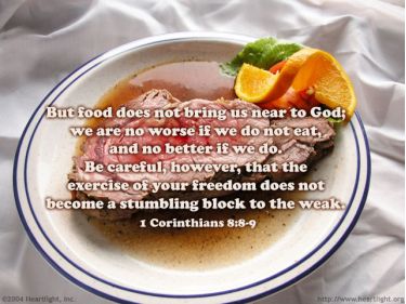 Illustration of the Bible Verse 1 Corinthians 8:8-9