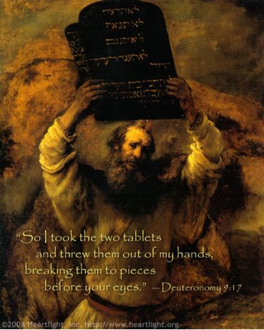 Illustration of the Bible Verse Deuteronomy 9:17