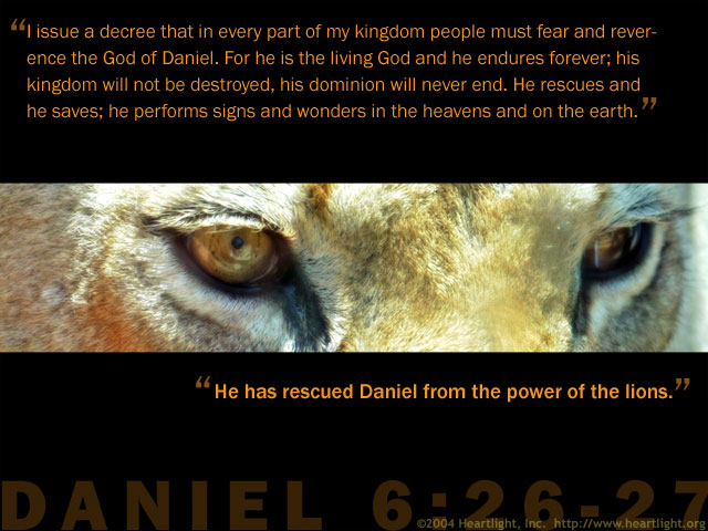 Illustration of Daniel 6:26-27 on God