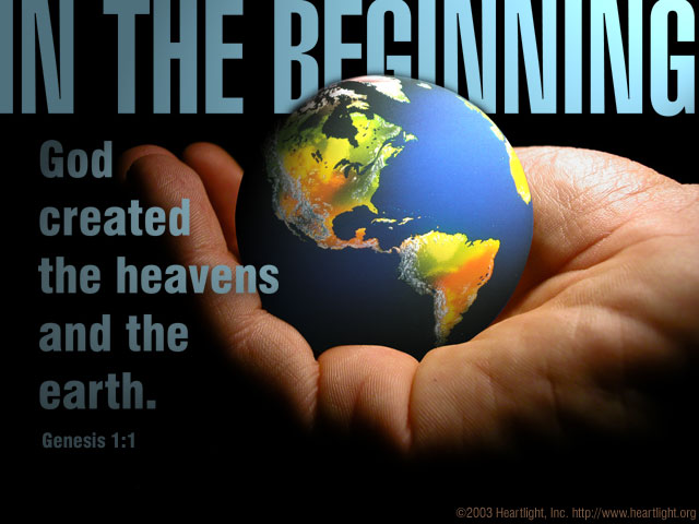 Illustration of Genesis 1:1 on Earth