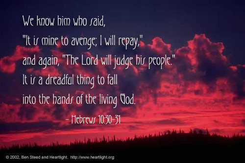 Illustration of Hebrews 10:30-31 on God