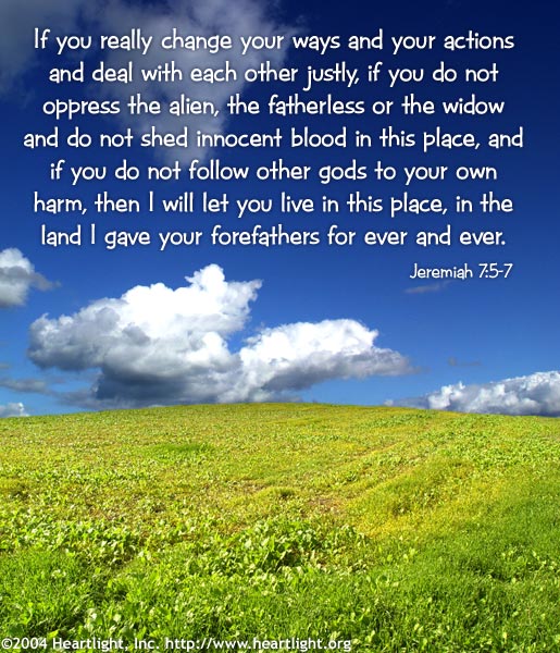 Illustration of Jeremiah 7:5-7 on Foreigner