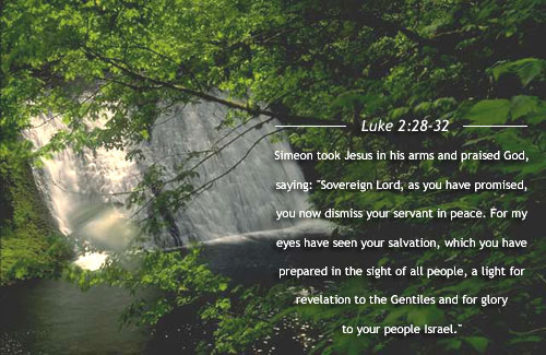 Illustration of Luke 2:28-32 on Old