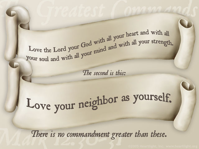 Illustration of Mark 12:30-31 on Neighbor