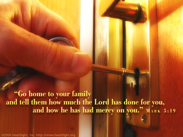 Illustration of Mark 5:19 on Home