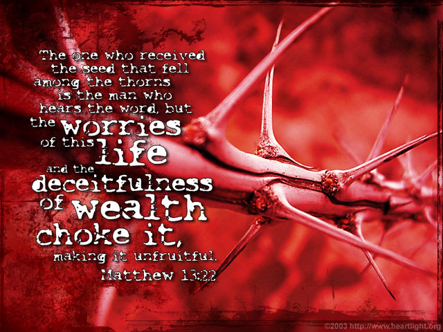 Illustration of Matthew 13:22 on Wealth