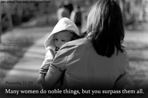 Illustration of Proverbs 31:29 on Motherhood
