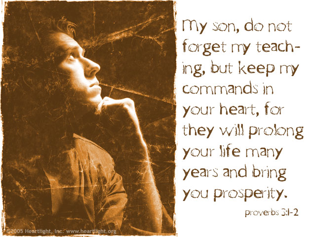 Illustration of Proverbs 3:1-2 on Son
