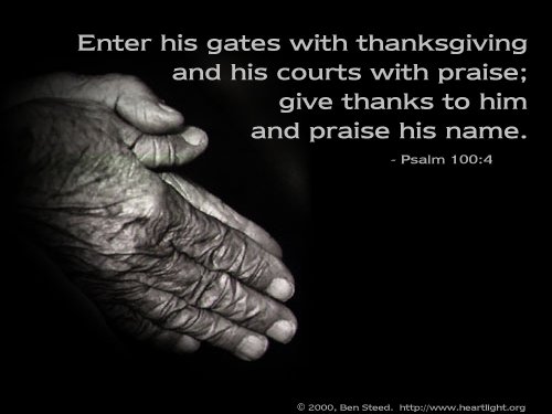Illustration of Psalm 100:4 on Thanksgiving
