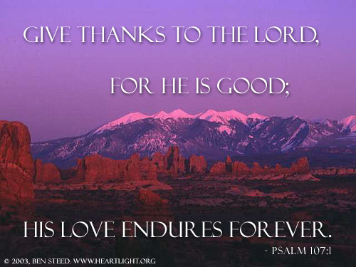 Illustration of Psalm 107:1 on Thanksgiving