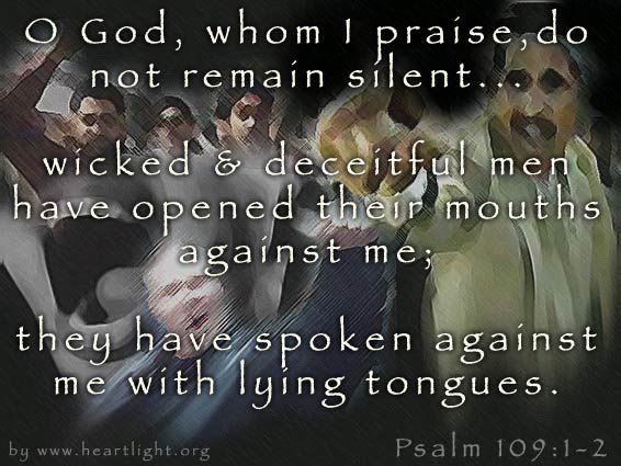 Illustration of Psalm 109:1-2 on Silence