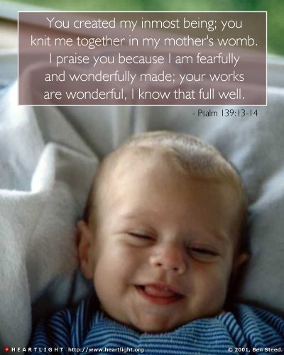 Illustration of Psalm 139:13-14 on Baby
