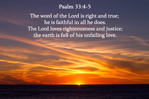 Illustration of Psalm 33:4-5 on Earth