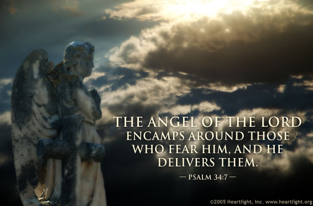 Illustration of Psalm 34:7 on Angels