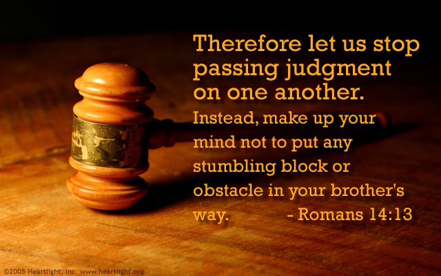 Illustration of Romans 14:13 on Judgment