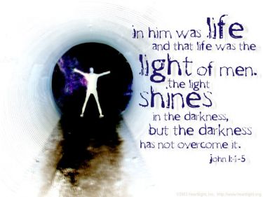 Illustration of the Bible Verse John 1:4-5