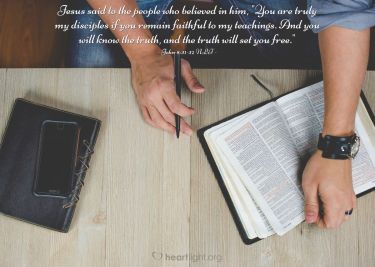 Illustration of the Bible Verse John 8:31-32 NLT