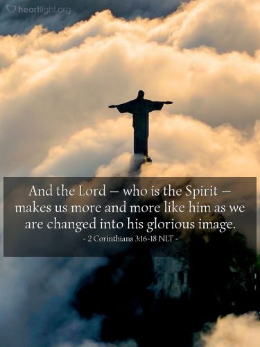 Illustration of the Bible Verse 2 Corinthians 3:16-18 NLT