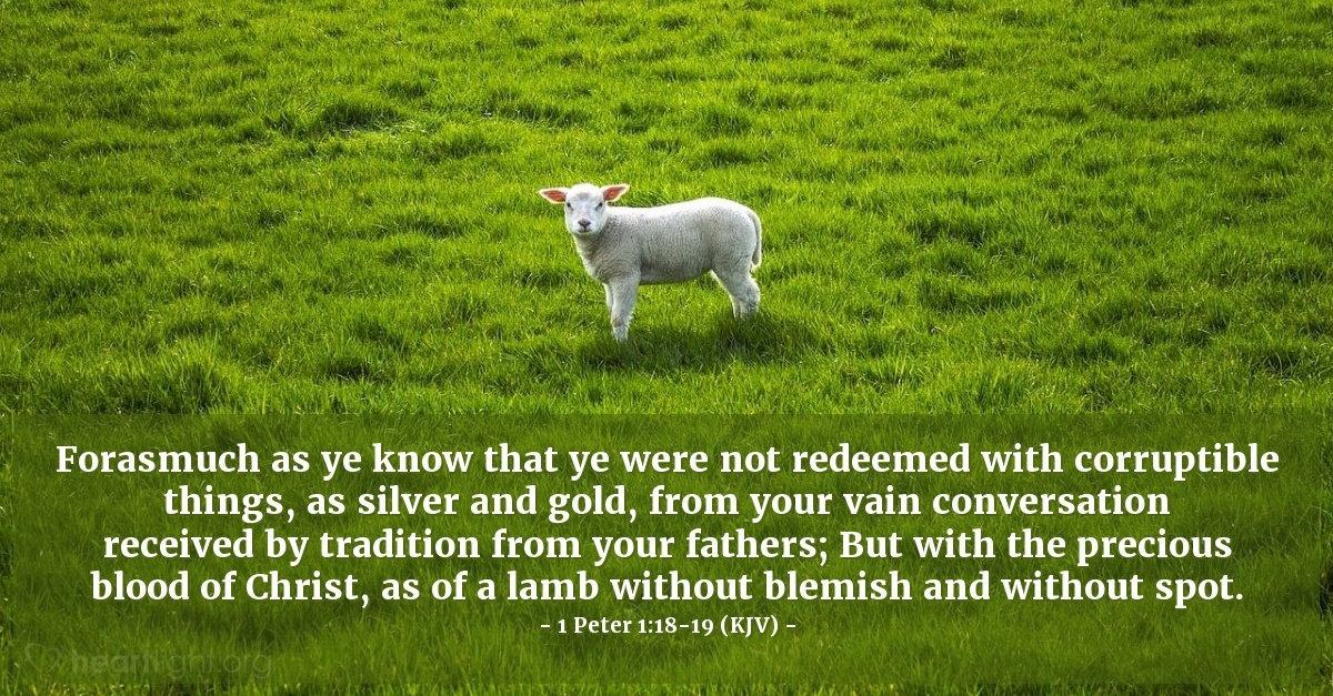 1 Peter 1:18-19 (KJV) — Today's Verse for Monday, January 18, 2016