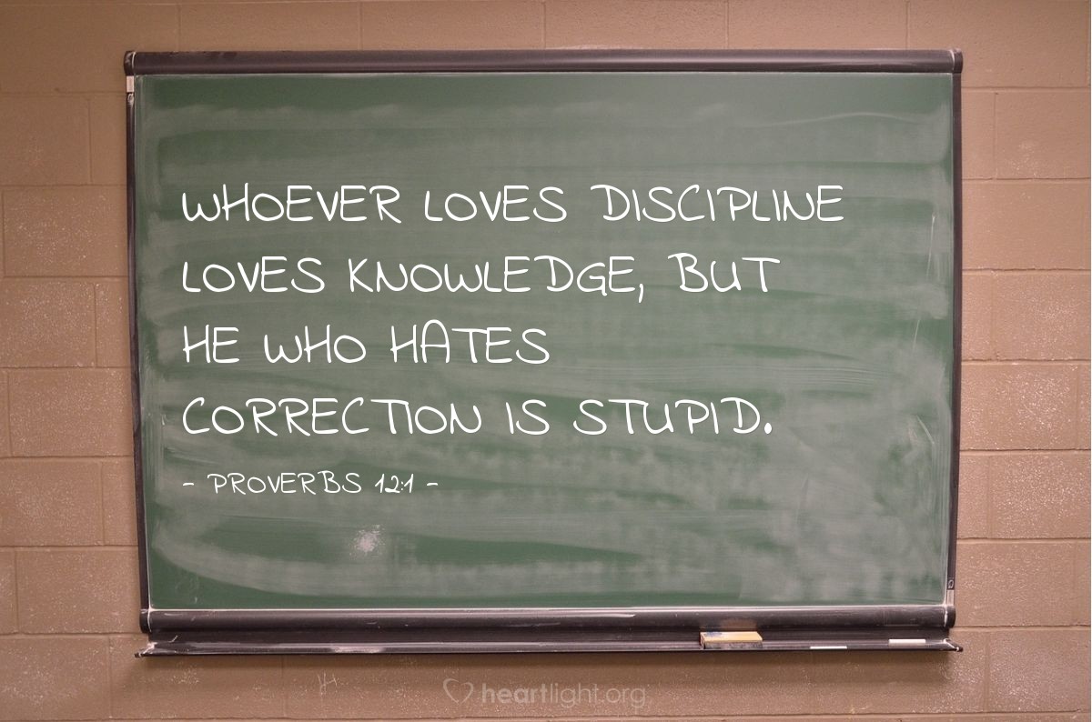 Illustration of Proverbs 12:1 — Whoever loves discipline loves knowledge, but he who hates correction is stupid.