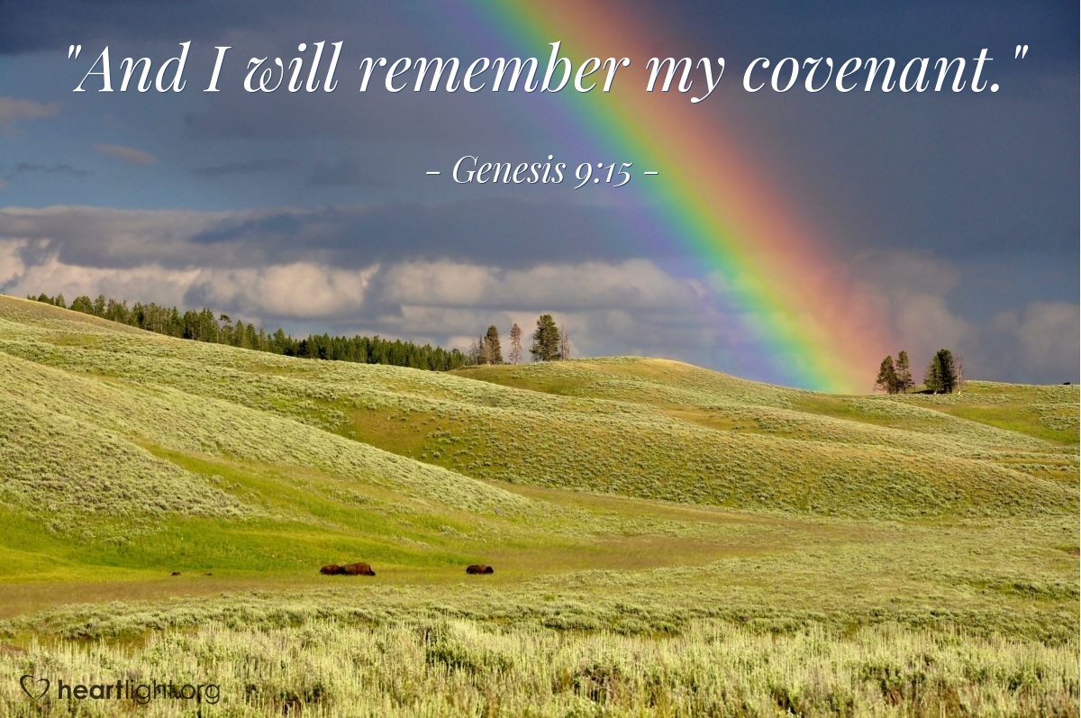 Illustration of Genesis 9:15 — "And I will remember my covenant."