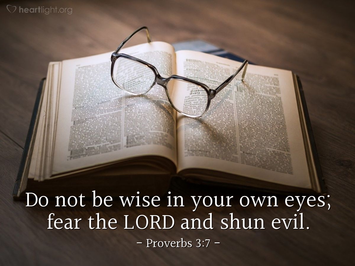 Illustration of Proverbs 3:7 — Do not be wise in your own eyes; fear the LORD and shun evil.