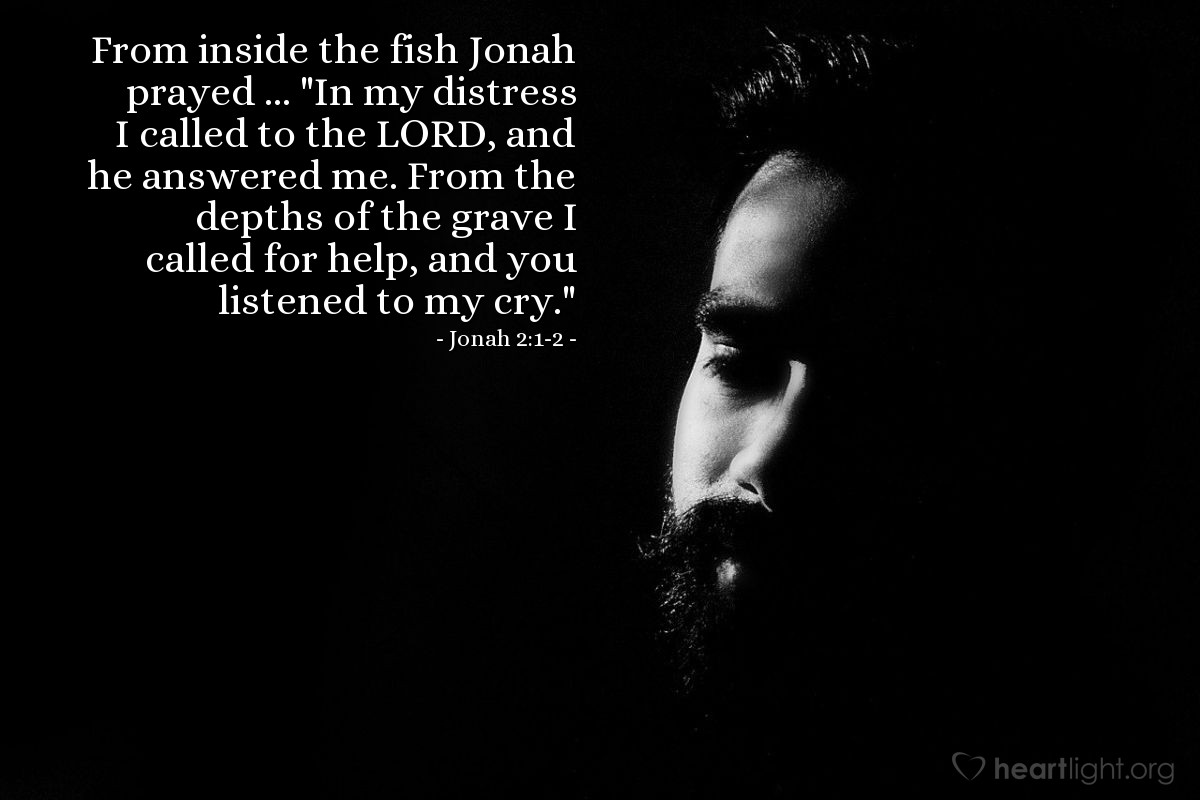 Illustration of Jonah 2:1-2 on Delivered
