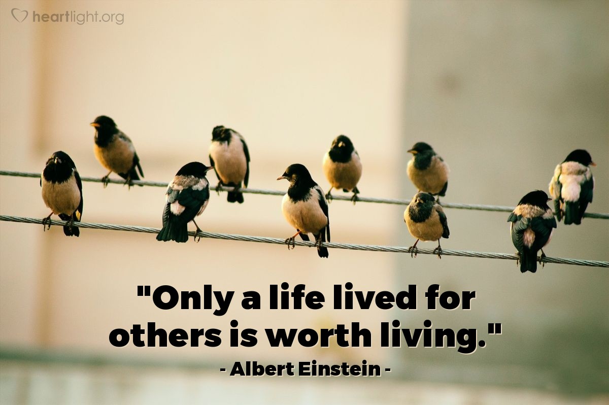 Illustration of Albert Einstein — "Only a life lived for others is worth living."