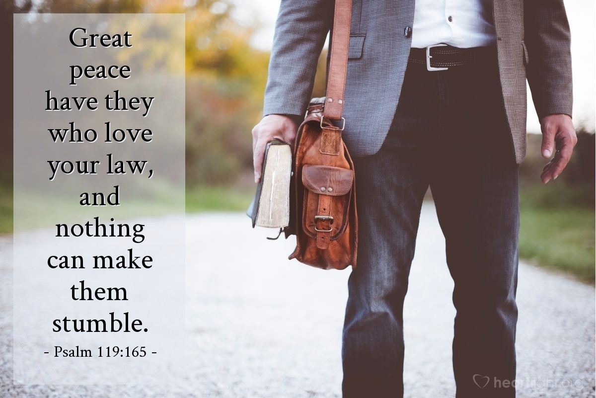 Psalm 119:165 | Great peace have they who love your law, and nothing can make them stumble.