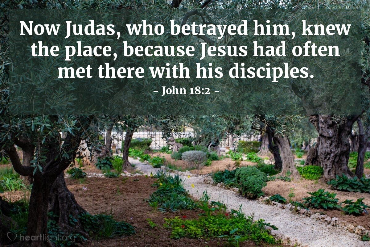 John 18:2 | Now Judas, who betrayed him, knew the place, because Jesus had often met there with his disciples.