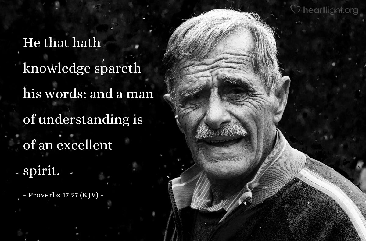 Illustration of Proverbs 17:27 (KJV) — He that hath knowledge spareth his words: and a man of understanding is of an excellent spirit.