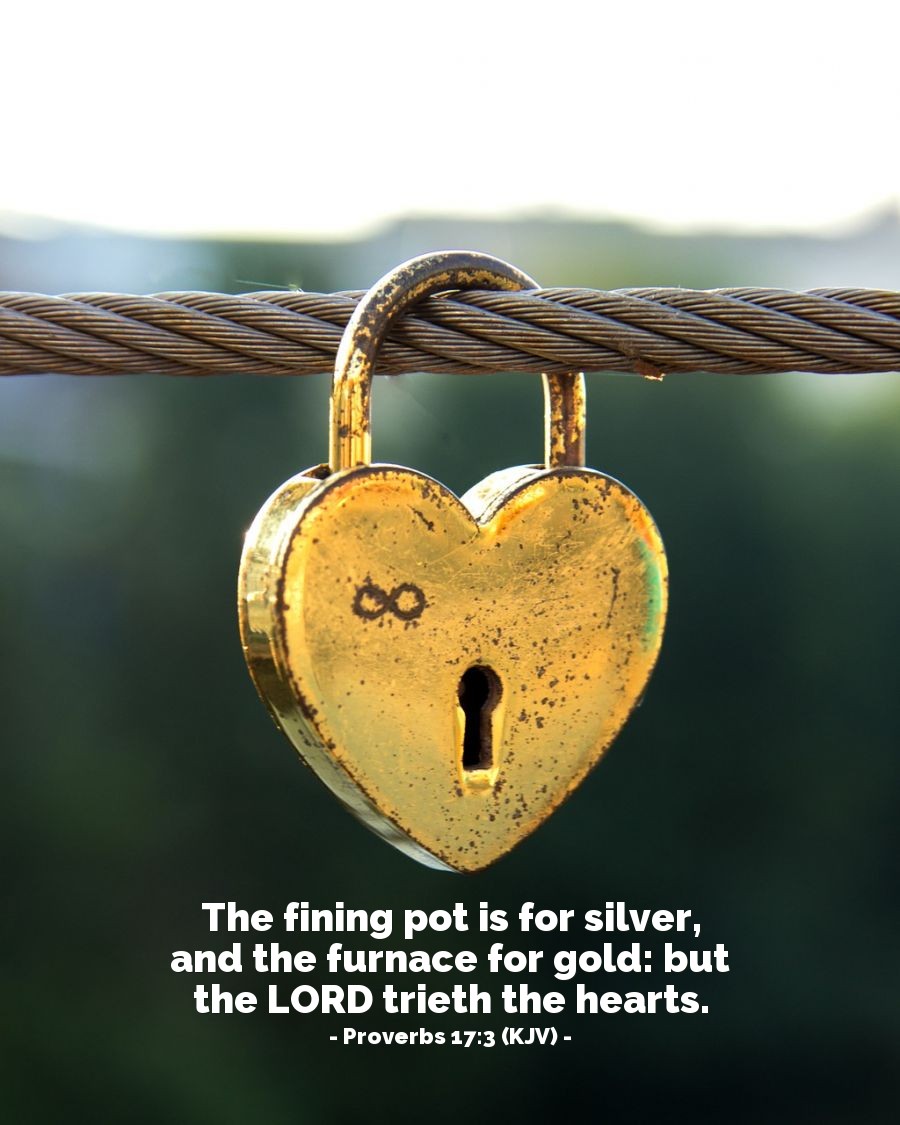 Illustration of Proverbs 17:3 (KJV) — The fining pot is for silver, and the furnace for gold: but the Lord trieth the hearts.