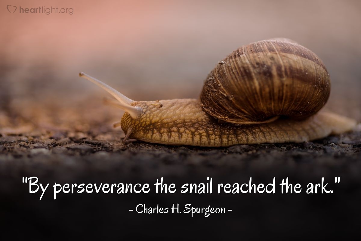 Illustration of Charles H. Spurgeon — "By perseverance the snail reached the ark."