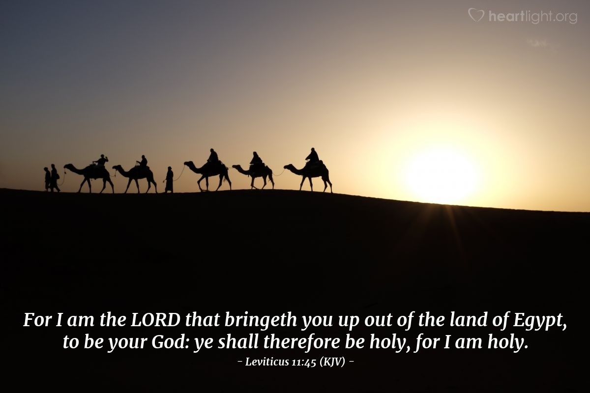 Illustration of Leviticus 11:45 (KJV) — For I am the LORD that bringeth you up out of the land of Egypt, to be your God: ye shall therefore be holy, for I am holy.
