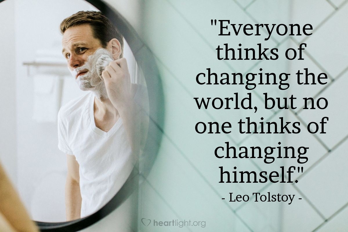 Illustration of Leo Tolstoy — "Everyone thinks of changing the world, but no one thinks of changing himself."