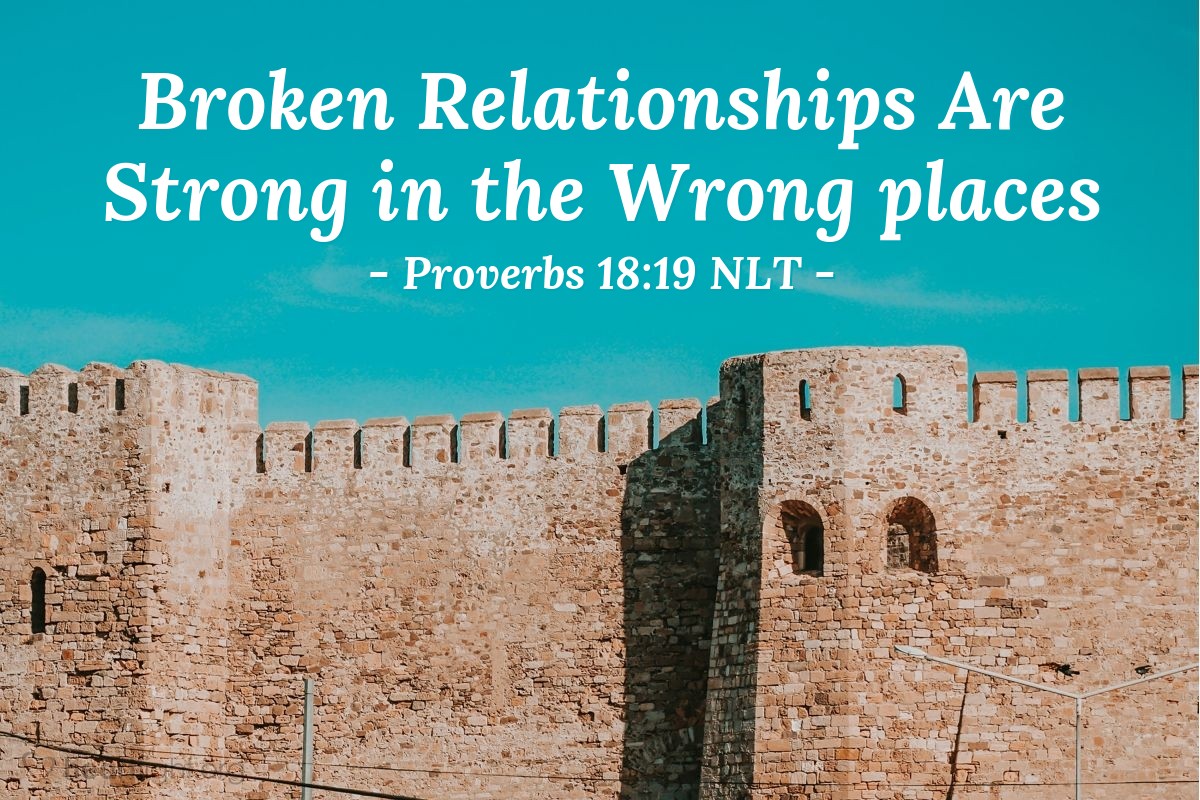 Illustration of Proverbs 18:19 NLT — A broken friendship is harder to deal with than a city that has high walls around it. And arguing is like the locked gates of a mighty city.