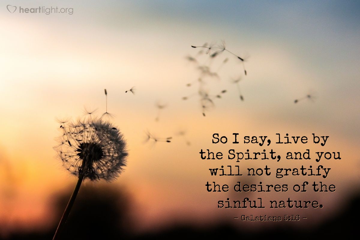 Illustration of Galatians 5:16 â So I say, live by the Spirit, and you will not gratify the desires of the sinful nature.