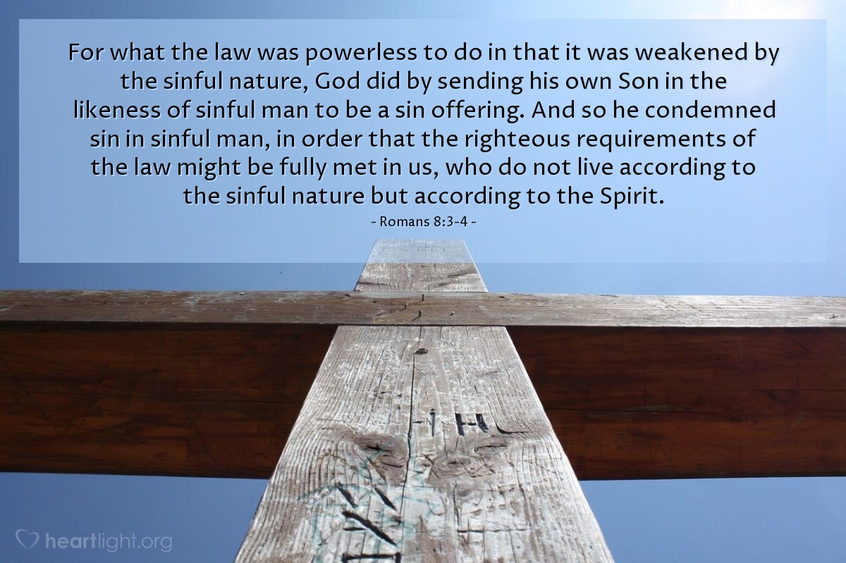 Illustration of Romans 8:3-4 on Holy Spirit