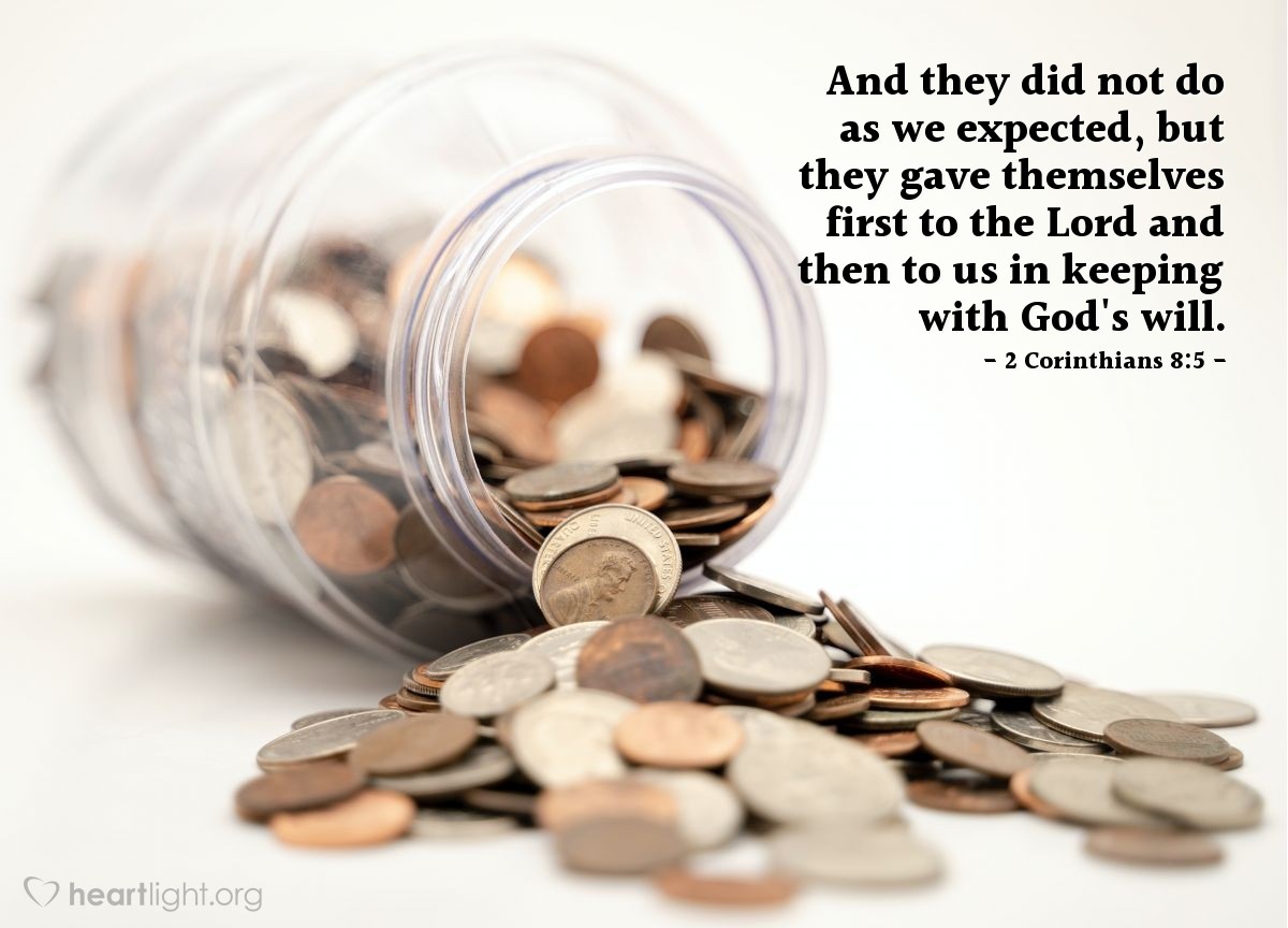 Illustration of 2 Corinthians 8:5 on Generosity