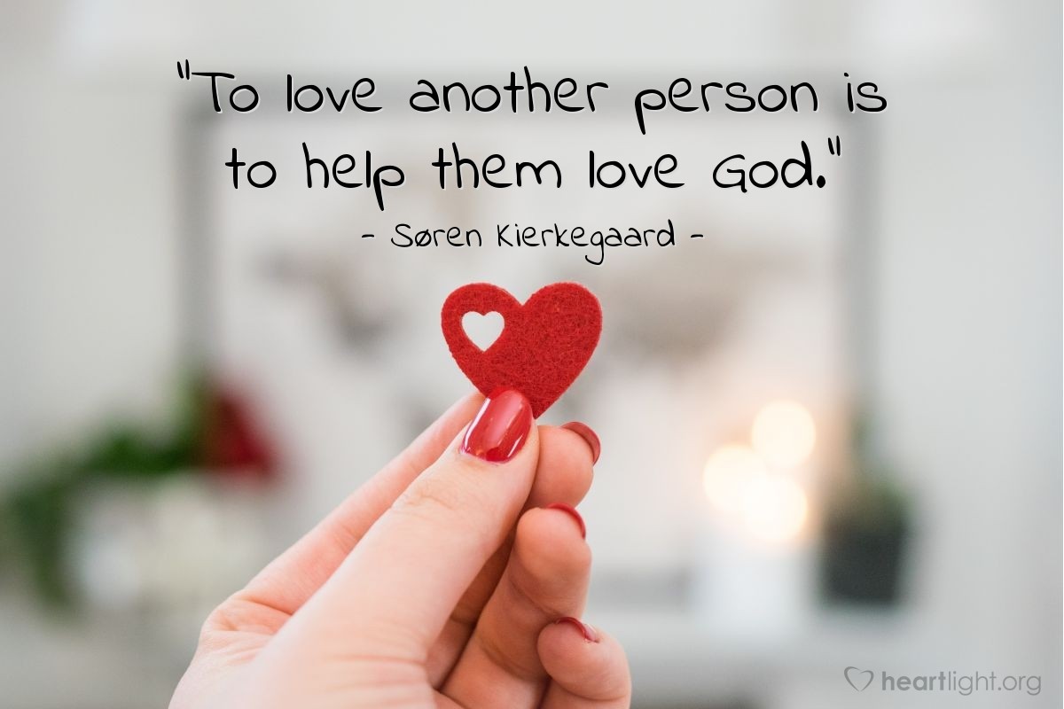 Illustration of Søren Kierkegaard — "To love another person is to help them love God."