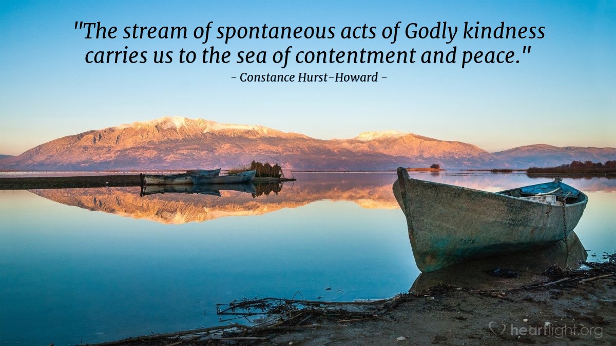 Illustration of Constance Hurst-Howard — "The stream of spontaneous acts of Godly kindness carries us to the sea of contentment and peace."