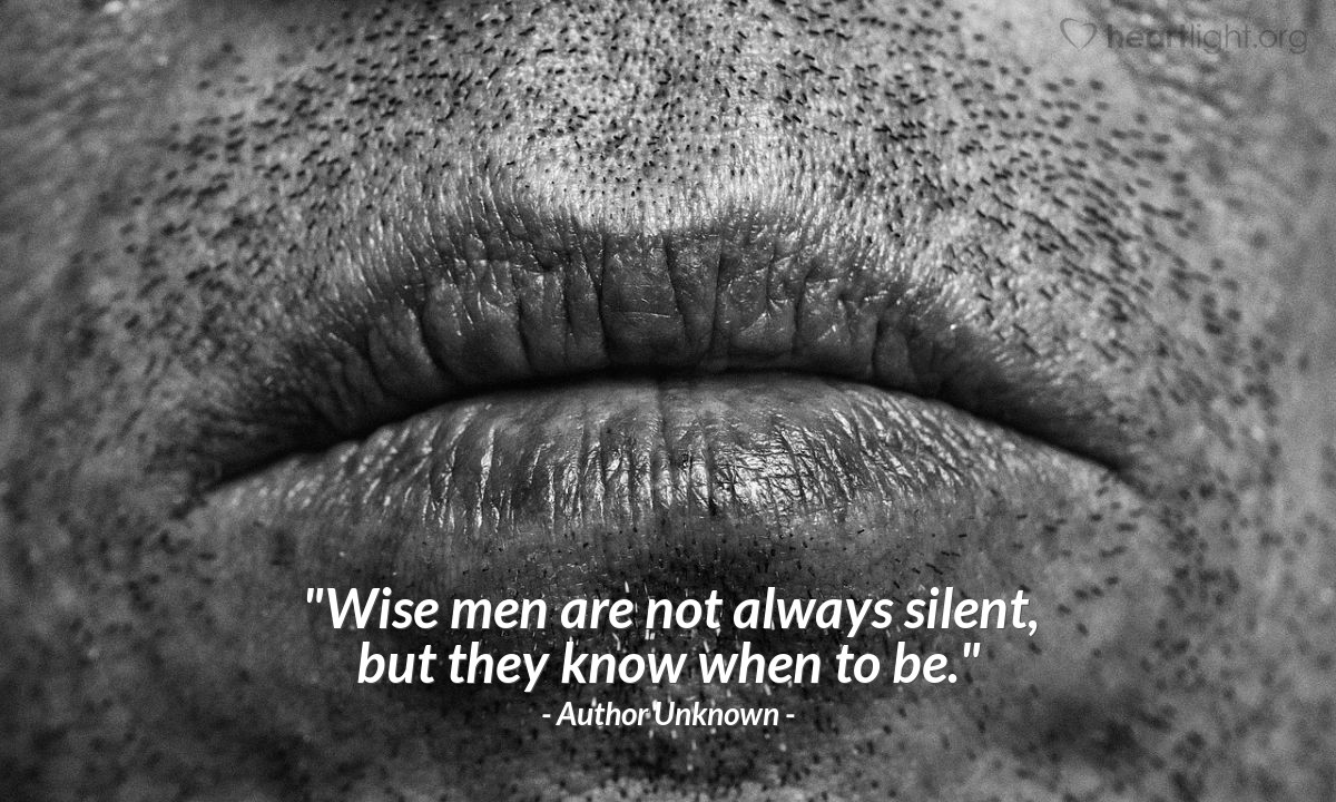 Illustration of Author Unknown — "Wise men are not always silent, but they know when to be."