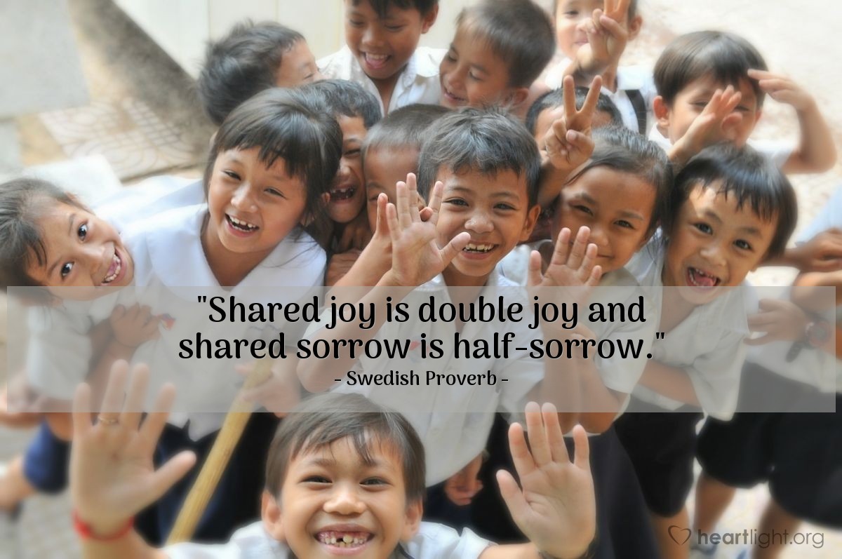Illustration of Swedish Proverb — "Shared joy is double joy and shared sorrow is half-sorrow."