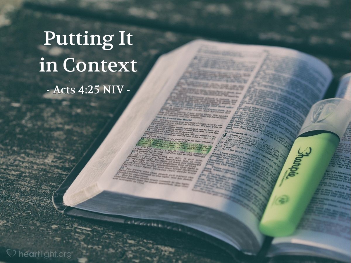 Illustration of Acts 4:25 NIV — "You spoke by the Holy Spirit through the mouth of your servant, our father David: 'Why do the nations rage and the peoples plot in vain?'"