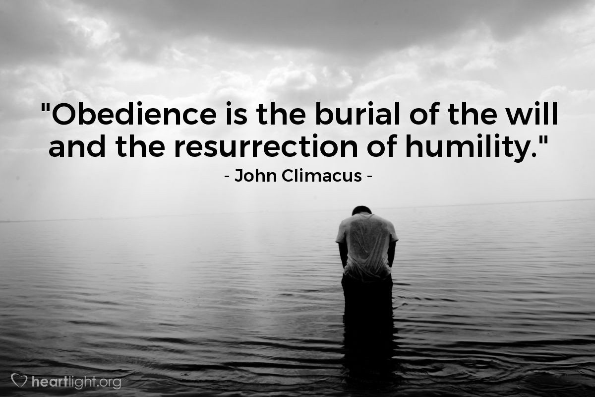 Illustration of John Climacus — "Obedience is the burial of the will and the resurrection of humility."