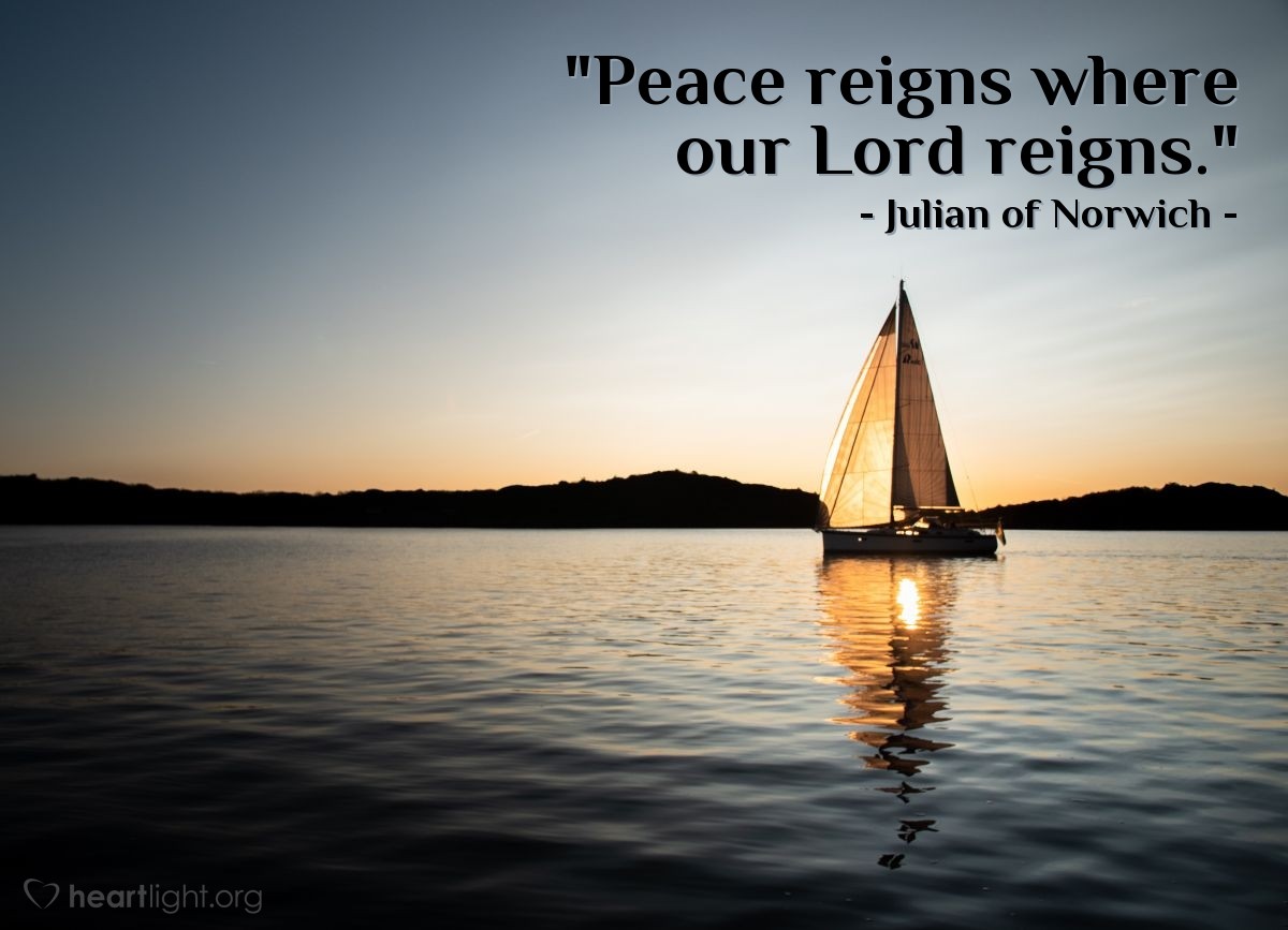 Illustration of Julian of Norwich — "Peace reigns where our Lord reigns."