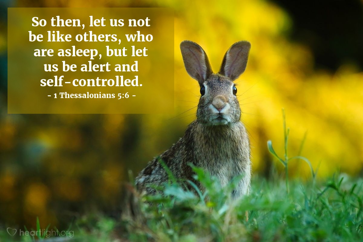 1 Thessalonians 5:6 | So then, let us not be like others, who are asleep, but let us be alert and self-controlled.