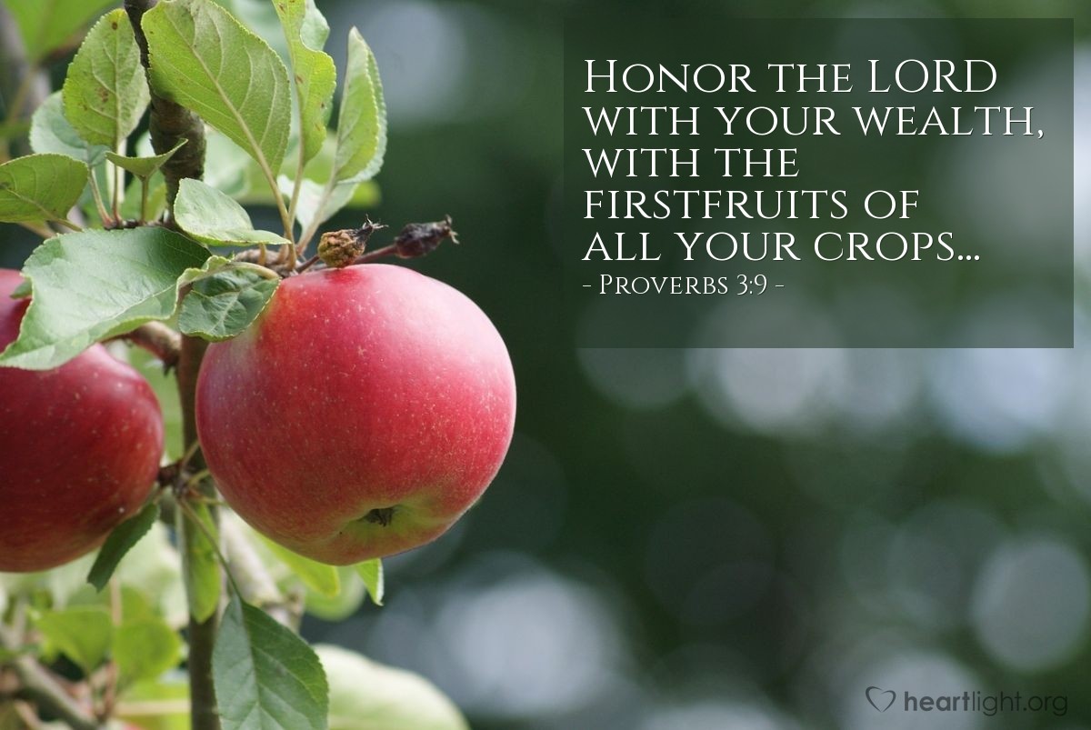 Illustration of Proverbs 3:9 — Honor the LORD with your wealth, with the firstfruits of all your crops...