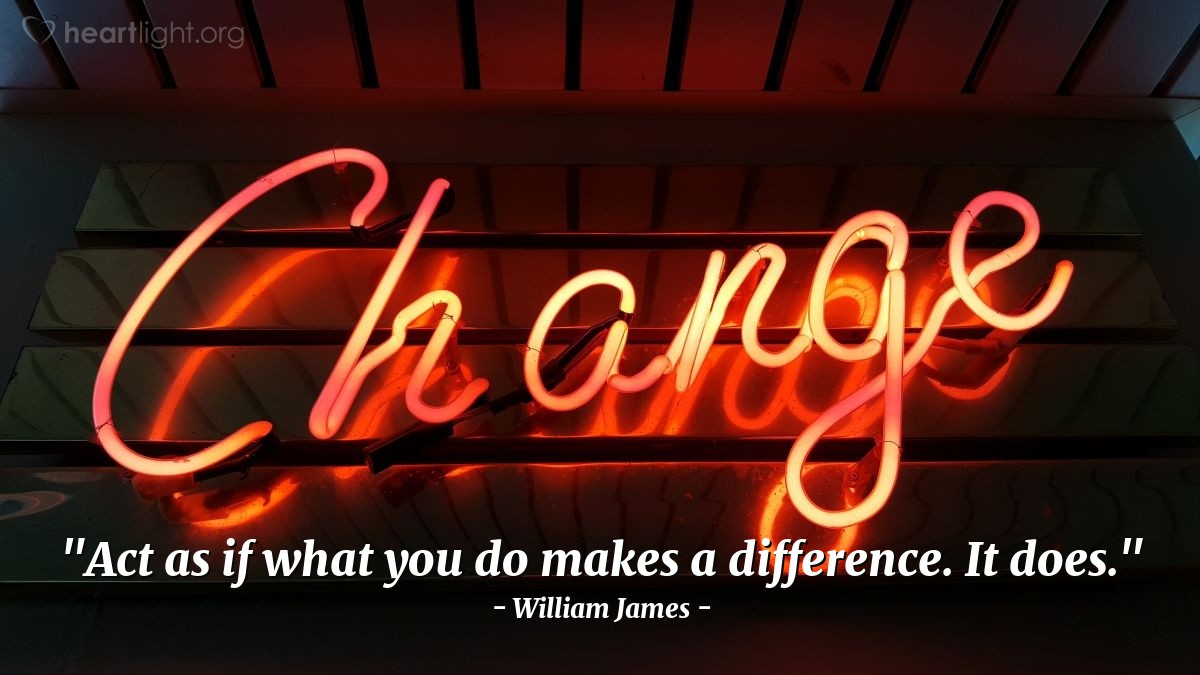 Illustration of William James — "Act as if what you do makes a difference. It does."