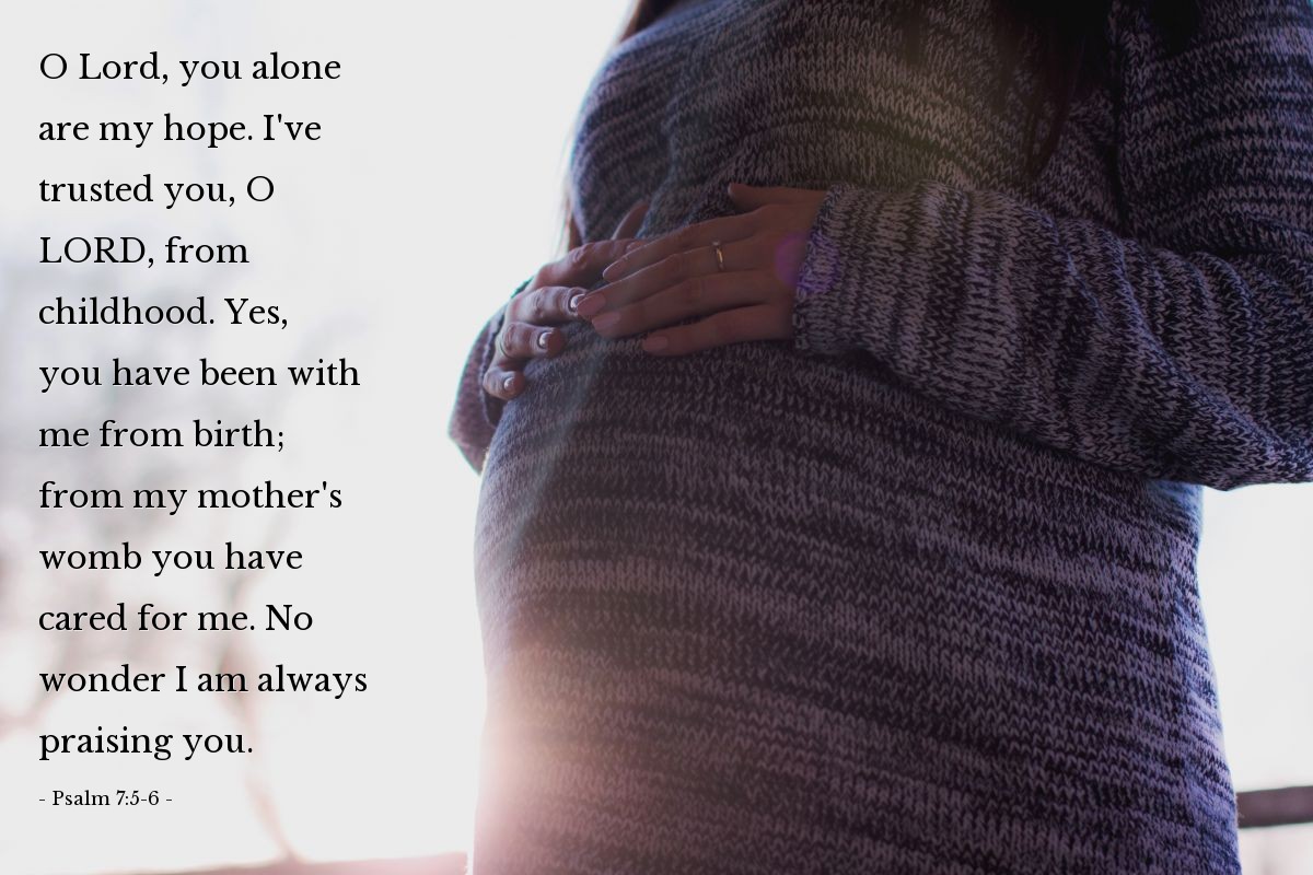 Illustration of Psalm 7:5-6 — O Lord, you alone are my hope. I've trusted you, O Lord, from childhood. Yes, you have been with me from birth; from my mother's womb you have cared for me. No wonder I am always praising you.